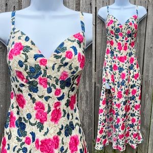 Vintage Victoria’s Secret Gold Label Satin Jacquard Floral Maxi Slip Dress